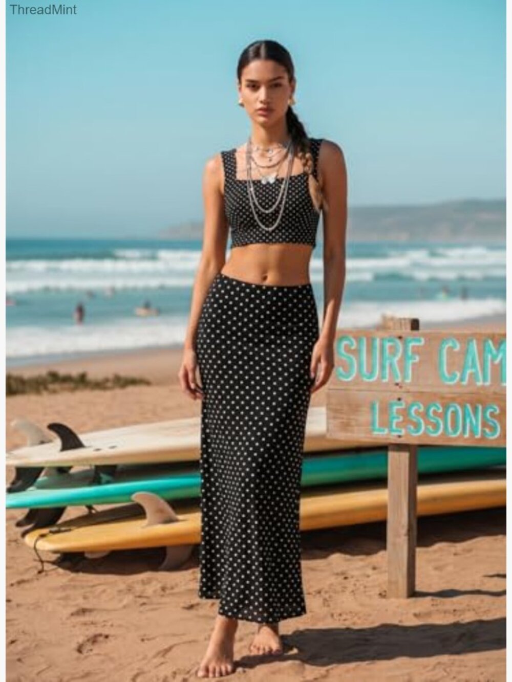 High Waisted A-Line Flowy Maxi Skirt - Picture 4 of 7